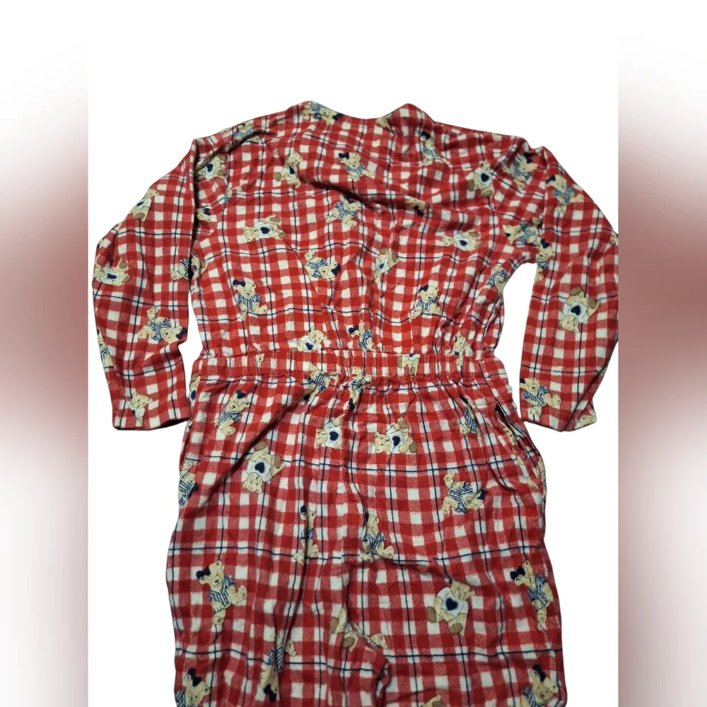 Vintage AOP Teddy Bear Flannel PJ Romper Medium